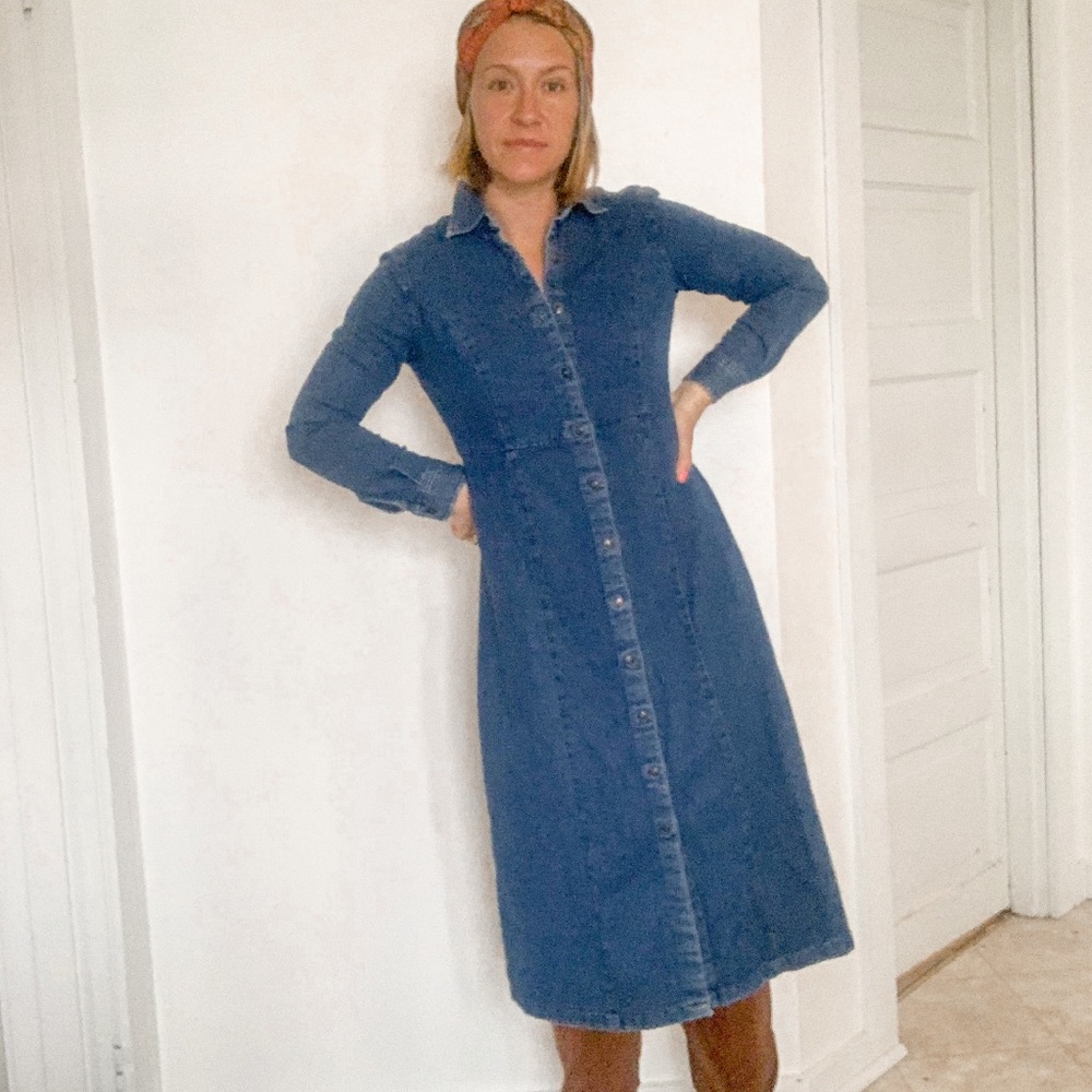 Chadwicks of Boston vintage denim button maxi dress